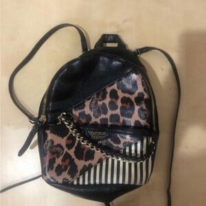 Victoria's Secret Black and Brown Leopard Print Backpack